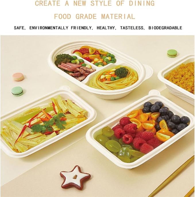 100 compostable take out containers, Heavy duty quality take out containers, environmentally friendly and biodegradable, made of corn starch for takeaway meal prep containers 5.7 * 5.7