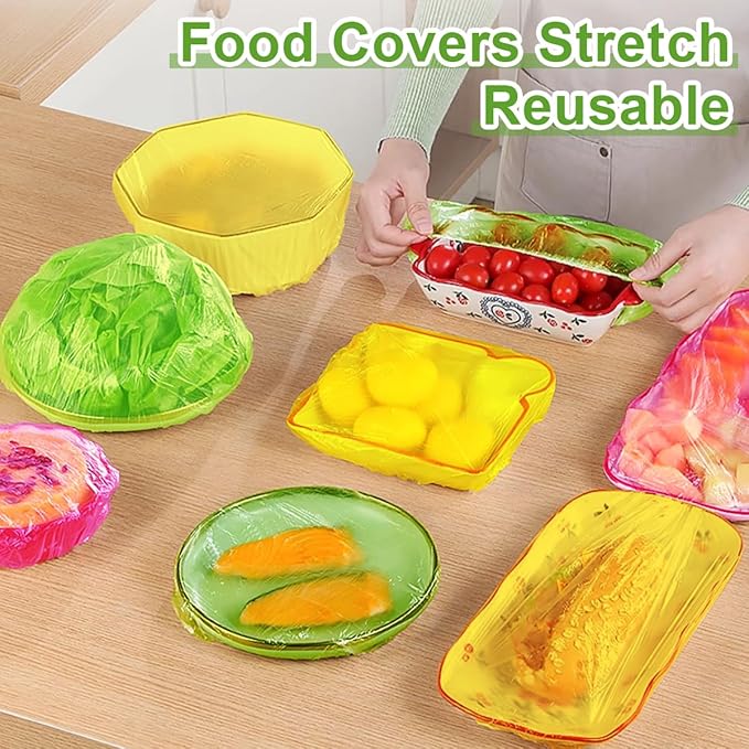 Bowl Covers for Bread Proofing Plastic Elastic Reusable Food Storage Covers Stretch Wrap Shower Caps Fresh Keeping Bags Elastic Alternative to Foil for Family Outdoor Picnic 3 Size(120)