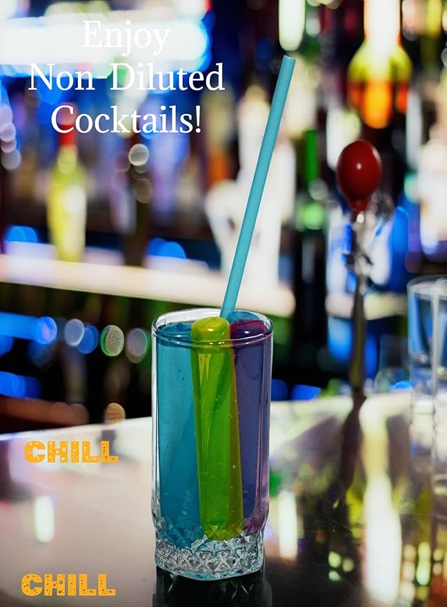 Reusable Ice Cube Sticks – Freezable, BPA-Free Cooling Sticks for Water Bottles, Cocktails, and Beverages (12)