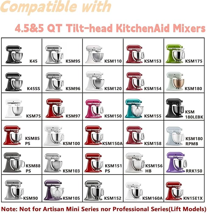 5.5 QT Stainless Steel Mixer Bowl Compatible with Kitchen Aid Tilt-Head Stand Mixers 4.5-5 Quart, Kitchen Ald Mixer Bowl for Classic&Artsian Stand Mixers