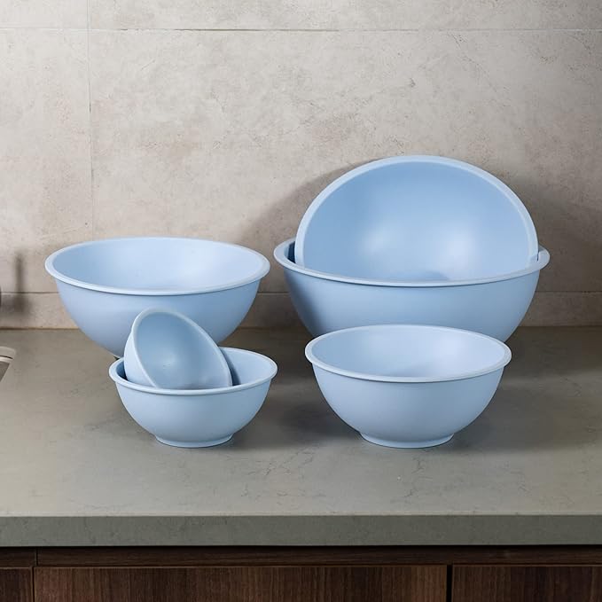 Chef Craft Eco Bamboo Fiber Mixing Bowl Set, 6 Piece Set, Blue