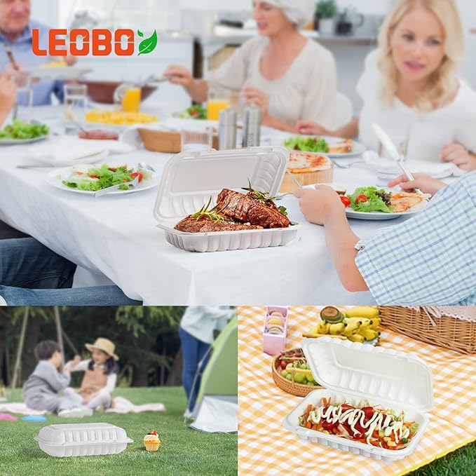 To Go Containers, 50 Pack Plastic Meal Prep Container Reusable 27 oz BPA Free MFPP Take Out Food Boxes