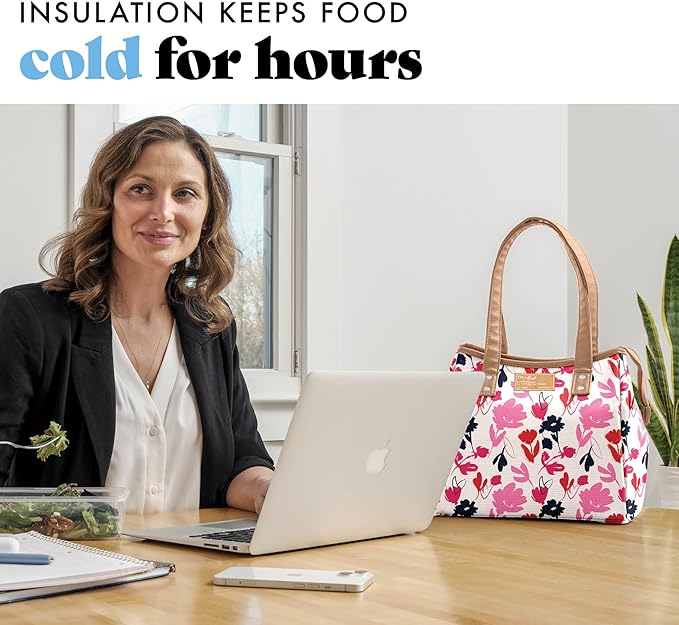 Fit & Fresh Lunch Bag For Women, Insulated Womens Lunch Bag For Work, Leakproof & Stain-Resistant Large Lunch Box For Women With Containers and Matching Tumbler, Zipper, Westerly Lunch Bag, Floral