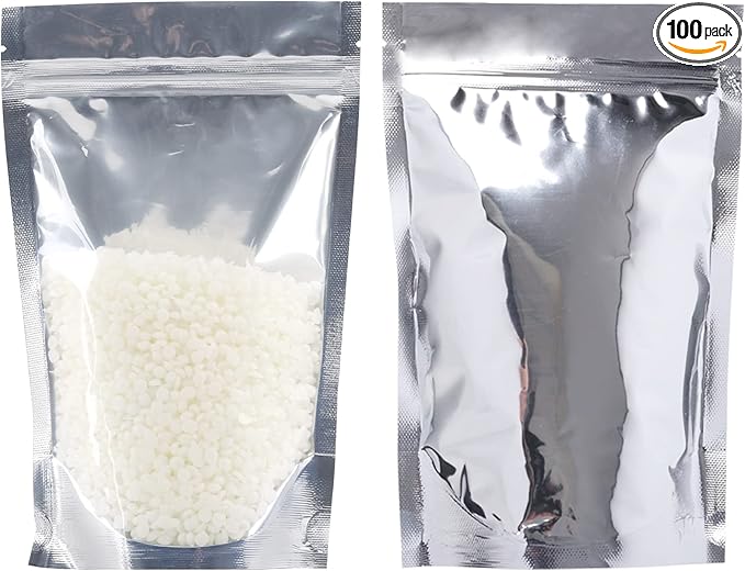 100 PACK Mylar Bags for Food Storage and Resealable Bags for Small Business Packaging Supplies Great for Party Favor Food Storage Bags (Silver,6x9Inches)