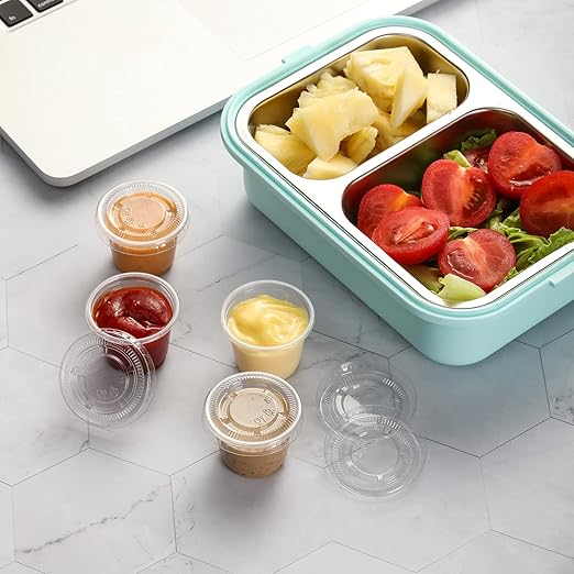 260 Sets - 1 oz Jello Shot Cups, Small Plastic Containers With Lids, Airtight and Stackable Portion Cups for Salad Dressing, Dipping Sauce, Condiments, Lunch, Party, Trips