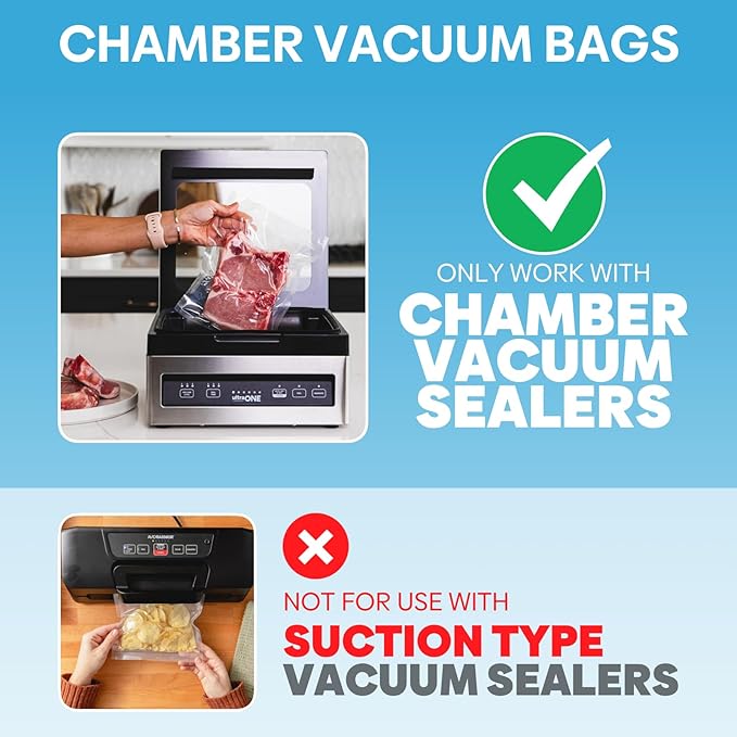 Chamber Vacuum Sealer Bags,10"x14" 200 Pcs Pre-cut Chamber Machine Pouches,Heavy Duty Chamber Vacuum Bags for Commercial Sealer,Food Storage,Meal Prep,Sous Vide,Meat Cheese Goods, BPA Free