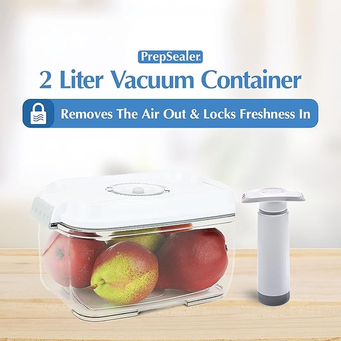 Food Saving Airtight BPA-free Tritan Vacuum Container (2L Rectangle + Pump + Tray) - Marinating, Fruit Keeper