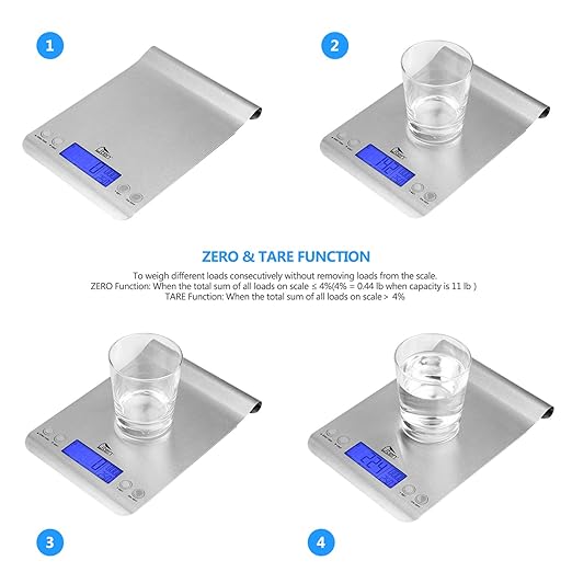Digital Kitchen Scale Ultra Slim Multifunction Stainless Steel Hook Design Food Scale 11lb 5kg with Back-Lit LCD Display Fingerprint Resistant Coating