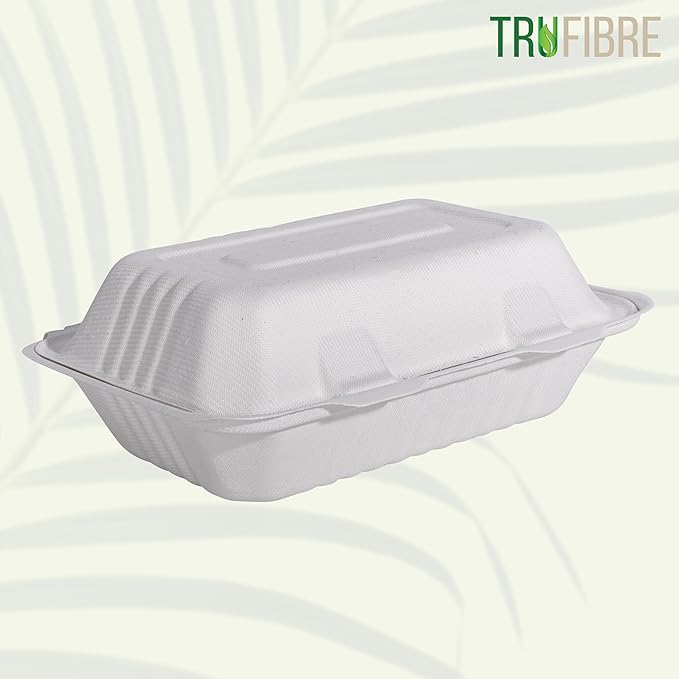 White Disposable To Go Containers with Lids, Clamshell Take Out Boxes, Bento Cakes, Desserts, Sandwiches, Party Favors, Events, 9x6 50 Pack