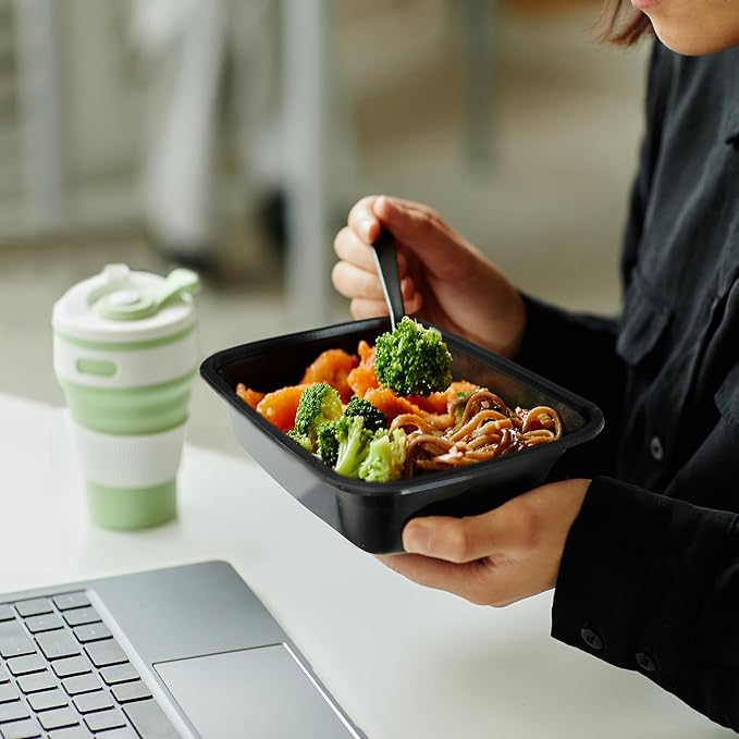 Comfy Package [24 oz -50 Count 1 Compartment Meal Prep Containers Reusable - Microwaveable, Dishwasher and Freezer Safe, BPA-Free, Portion Control and Convenience Food Storage with Lids, Stackable