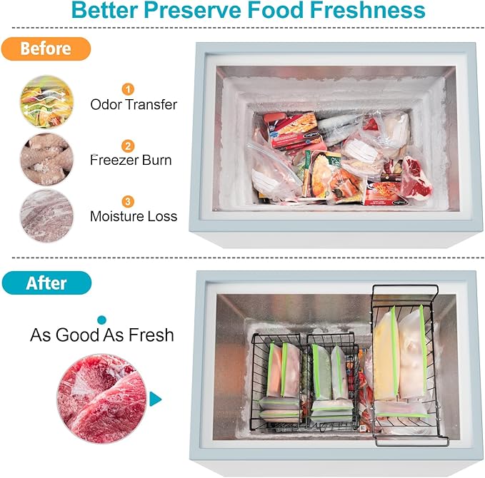 iSPECLE 10 Pack Freezer Bags - 3 Pack Gallon Bags 4 Pack Sandwich Bags 3 Pack Snack Bags BPA-Free Reusable Freezer Bags with Stand-Up Bottom and Label, Leakproof to Keep Frozen Food Fresh, Green