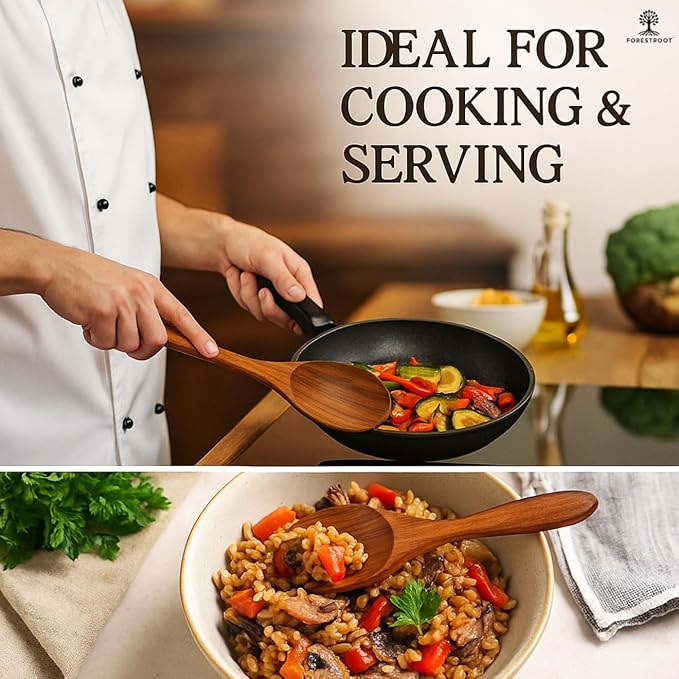 9-Piece Wooden Cooking Utensil Set – Premium Wood Kitchenware for Nonstick Cookware, Heat-Resistant & Durable Wooden Spoons and Spatulas – Eco-Friendly Kitchen Tools for Stirring & Serving