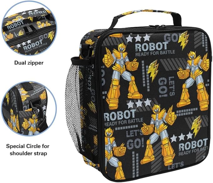 Pfrewn Hockey Player Lunch Box for Kids School Students Green Neon Hockey Sport Insulated Lunch Bag with Shoulder Strap for Office Adults Reusable Cooler Bags Lunch Tote