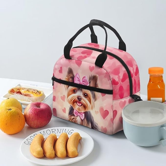 Showudesigns Yorkshire Dog Lunch Bag for Women Cute Insulated Lunch Box Teen Girls Lightweight Lunch Containers for School Work Office Shopping Travel Cooler Tote Bags School Supplies