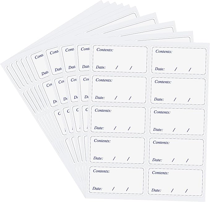Hybsk Removable Freezer Labels Easy Peel Off - Frozen Food Storage Labels That Leave No Sticky Residue After Use (Type 5)