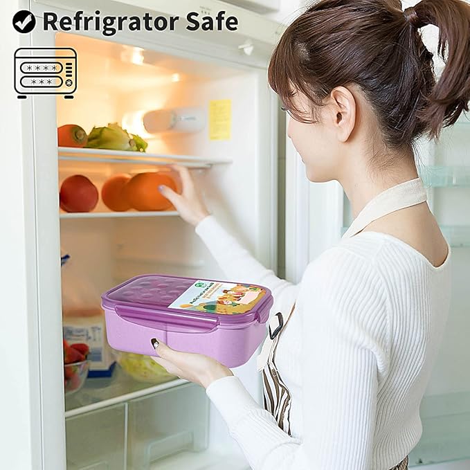 MISS BIG® Bento Box,Bento Box Adult,Lunch Box,Ideal Leak Proof Lunch Containers,No BPAs and No Chemical Dyes Bento Lunch Box,Dishwasher and Microwave Safe Lunch Containers for Adults(1900ml Purple)