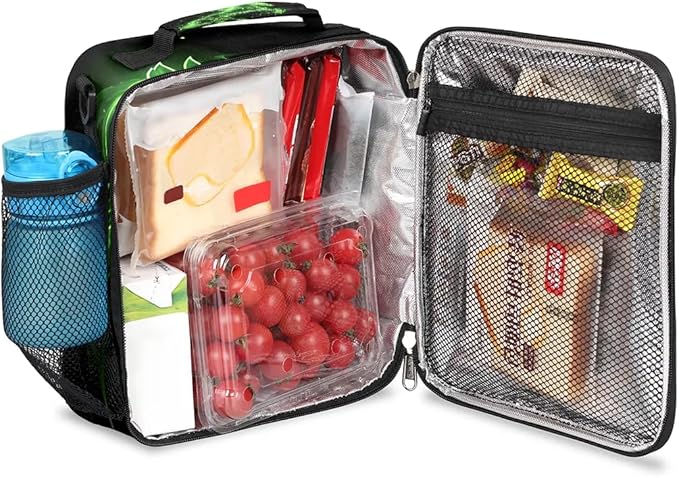 Lunch Box for Kids Boys Girls Green Fire Horse Kids Lunch Bag Insulated Lunch Bag Tote with Adjustable Shoulder Strap Teens Lunchbox Cooler School Picnic