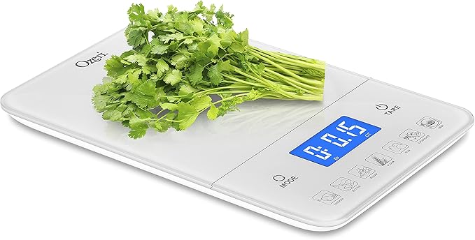 Ozeri Touch III Digital Kitchen Scale with Calorie Counter, 22 lbs (10 kg), White