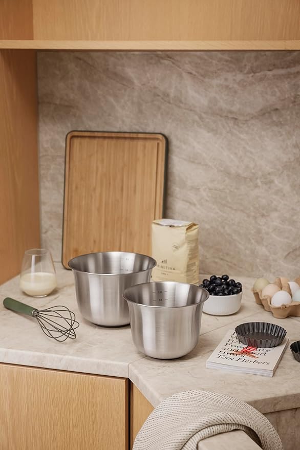 Eva Solo | Green tools Mixing bowl 2.3 l | Stainless steel mixing bowl with a round base and tall sides | Brushed steel