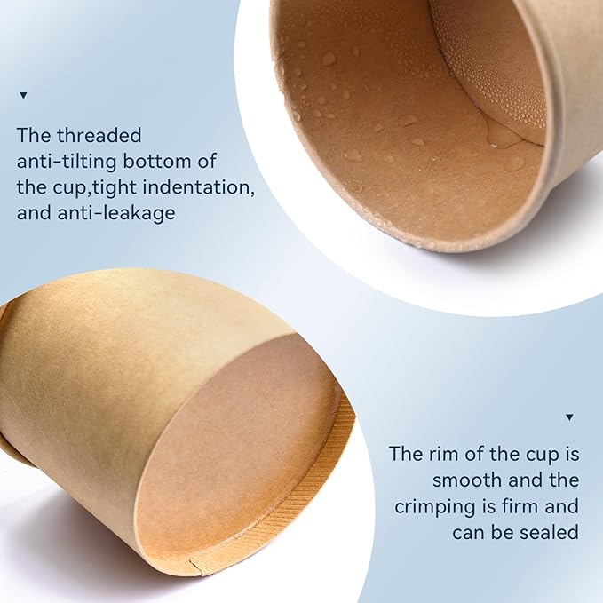 12 oz 75 Pack Paper Soup Cups with Lids, Disposable Kraft Paper Soup Bowls, Paper Soup Containers To Go, Ice Cream Cups For Dessert Yogurt Ice Cream