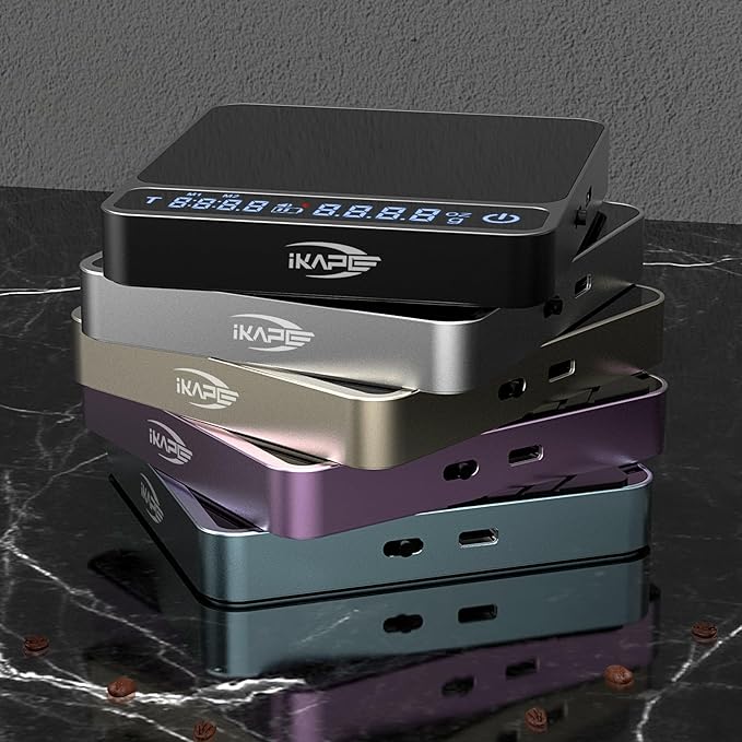 IKAPE Digital Coffee Scale, Premium Aluminium Espresso Scales with Timer, 2kg/0.1g High Precision Rechargeable Drip Espresso Scale with Tare Function, LED Display(Purple)