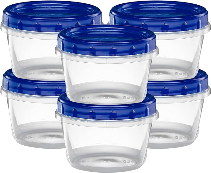Twist Top Deli Containers Food Storage Containers Blue Screw on Lid Reusable Stackable Leakproof Airtight, pack of 20-16 oz containers