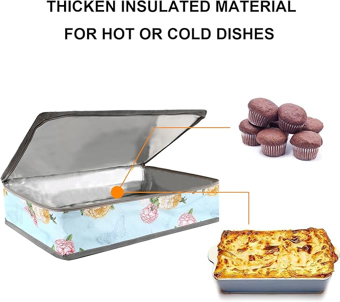 Pioneer Woman Dish Carrier - Insulated Casserole Food Carrier for Hot or Cold Food, Travel, Party, Picnic