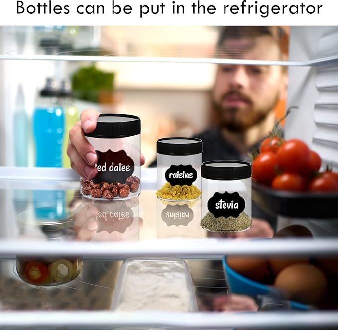 8oz Clear Plastic Jars With Lids, Airtight Container for Food Storage, Clear Plastic Jars Ideal For Dry Food, Peanut Butter, Honey Jam,Cosmetics, Cream, Bathroom and Storage(set of48)