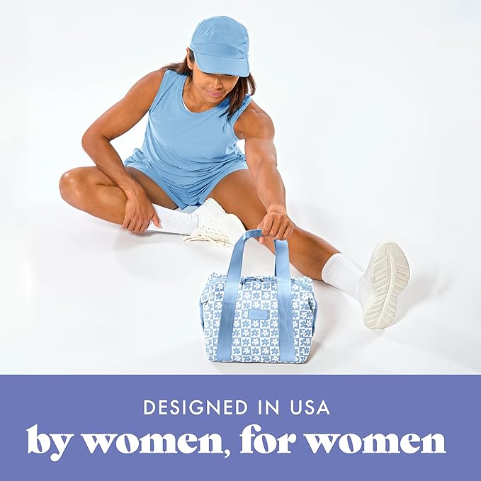Fit & Fresh Neoprene Like Lunch Bag For Women, Insulated Womens Lunch Bag For Work, Tear & Stain Resistant Large Lunch Box With Containers and Ice, Machine Washable Remi Lunch Bag, Blue Daisy