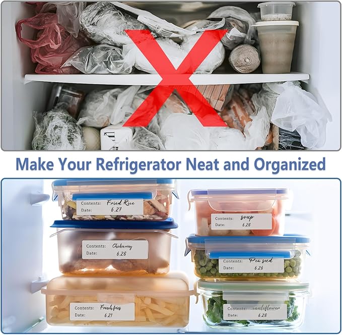 500pcs Removable Freezer Labels, Yoget 1 x 3 Inch Food Storage Stickers, Refrigerator Freezer Paper Label Easy Clean Leaves No Residue (1''x3'' 500Labels)