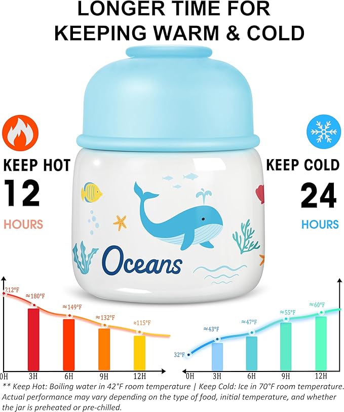 KTKUDY 17 oz Thermo for Hot Food - Stainless Steel Insulated Food Jar with Folding Spoon - Wide Mouth Soup Thermos for Kids & Adults - Thermal Lunch Container - Keeps Hot 12H / Cold 20H