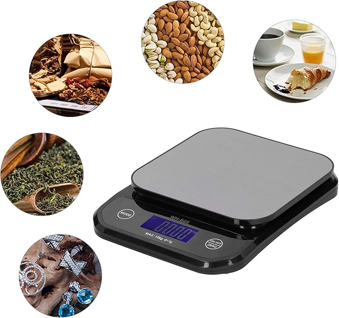 Garosa Wh-B28 10Kg/1g Electronic Scale Multipurpose LCD Digital Stainless Steel Weighing Scale, Measuring in Grams and Ounces, Scale