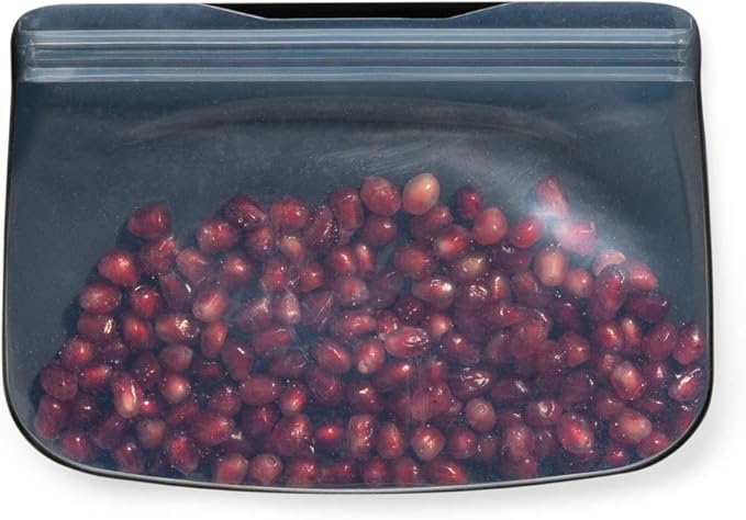 W&P Porter Silicone Reusable Storage Bags, Flat Variety 3 Pack (10oz, 34oz, 46oz), Charcoal, Food Storage Container, Microwave and Dishwasher Safe, Easy Cleaning