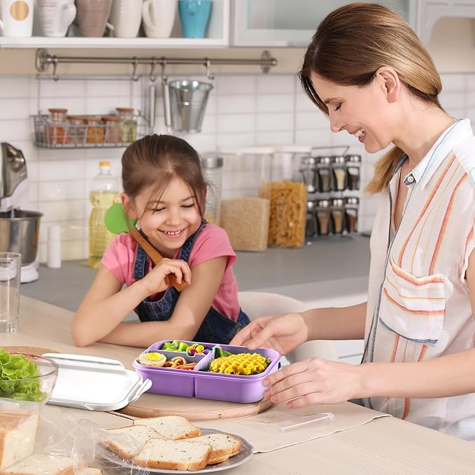 MISS BIG Bento Box for Kids, Leakproof Lunch Box, No BPAs & Chemical Dyes, M/W, D/W & Fridge Safe (1150ml Purple)