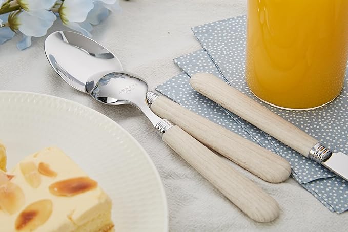 ANNOVA Silverware Set 20 Pieces Stainless Steel Cutlery Color Handle Flatware - 4 x Dinner Knife; 4 x Dinner Fork; 4 x Salad fork; 4 x Dinner Spoon; 4 x Dessert Spoon (Wood)