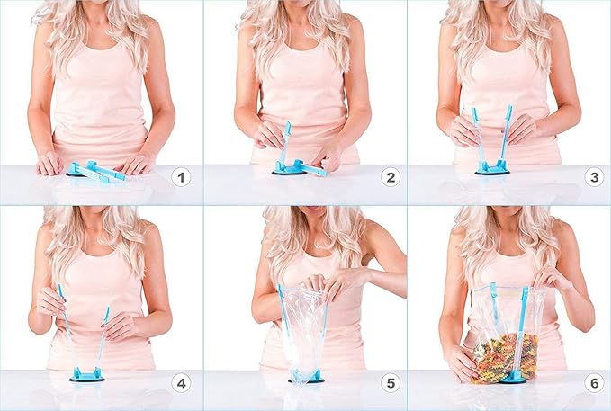 Baggy Rack For Ziplock Bag Holder Stand Adjustable/Hands Free Clip Food Storage Bag Holder For Ziplock Bag Stands / 3 Pack/3pcs