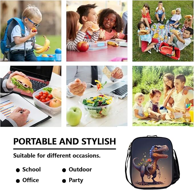 Dinosaurs Backpack - Bundle 3 Pieces for Teens, Boys and Girls Dinosaurs Backpack Includes Bookbags Insulated Lunch Bag and Pencil Case Perfect for School and Everyday Use