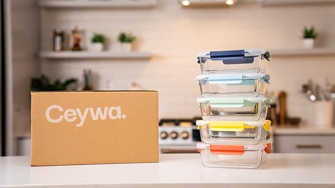 5-Pack 36oz Glass Food Storage Containers with Lids - Borosilicate Glass Meal Prep Container - Airtight, Leak-Proof Reusable Food Prep Containers, Microwave, Freezer, Oven Safe & BPA Free