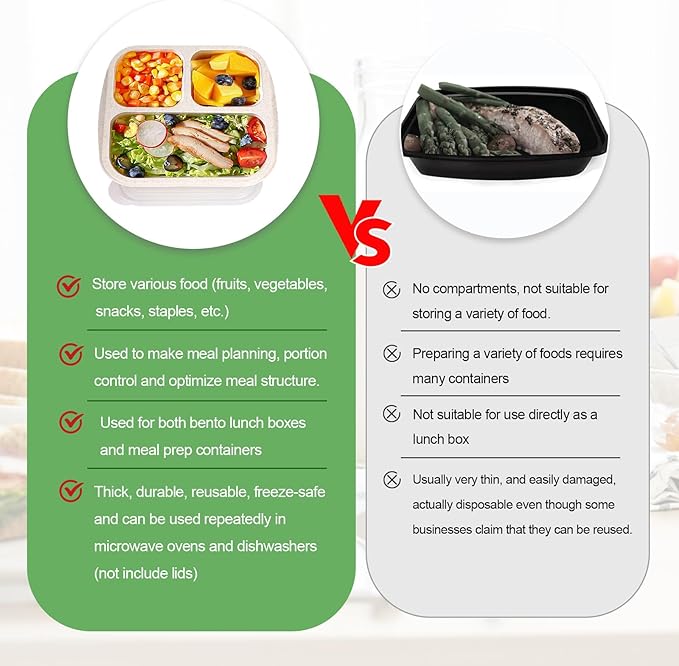 8 Pack Bento Box Lunch Container for Kids with Forks, Divided Lunch Boxes Meal Prep Food Storage Containers for Adults, Reusable Portion Control Container for School Work Travel Camp (20 OZ)