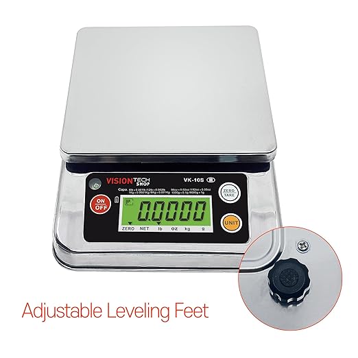VisionTechShop VK-10S 0.1g Premium Food Kitchen Scale, Lb/Oz/Kg/g Switchable, Stainless Steel Plate Food Scale, Large LCD Display with Backlight, 12lb Capacity, 0.002lb Readability