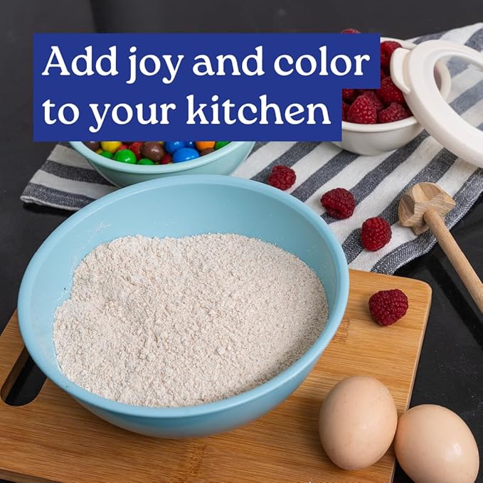 WHYSKO Mixing Bowl Set, 12 Piece Colorful Plastic Mixing Bowls with Lids Set for Food Prep Storage and Serving, Dishwasher Safe Microwave Safe for Kitchen Baking Cooking