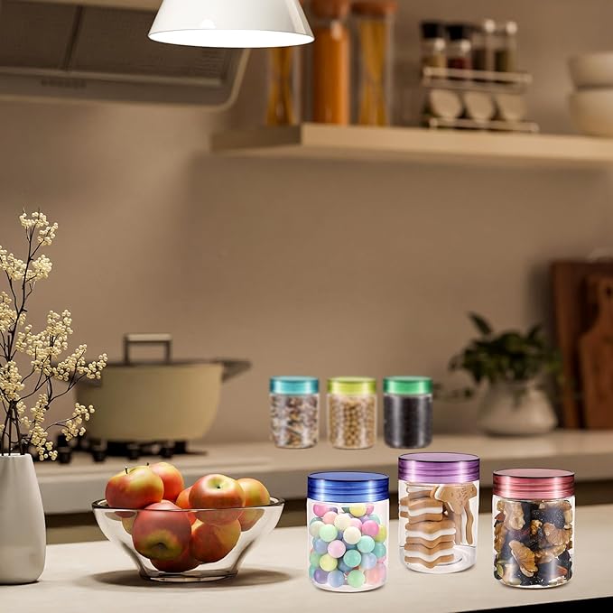 120 Pcs 8 oz Plastic Jars with Lids Clear Round Leakproof Storage Containers Empty Refillable Plastic Jars for Travel Storage Face Creams Kitchen Household Food Spice (Soft Color)