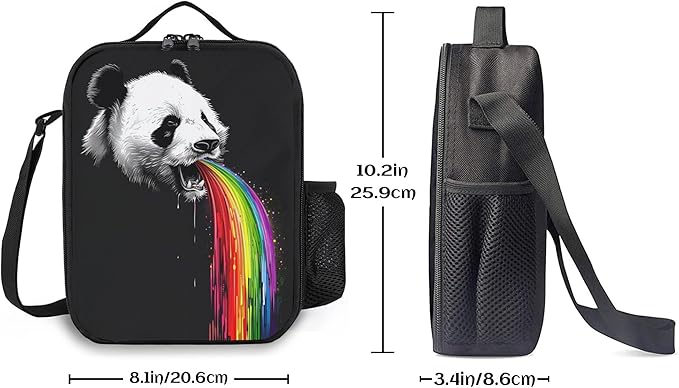 Panda Lunch Box Insulated Lunch Bag for Women Men Reusable Large Capacity Lunchbox with Shoulder Strap Small Leakproof Cooler Food Bento Tote Bag for Work Travel Picnic