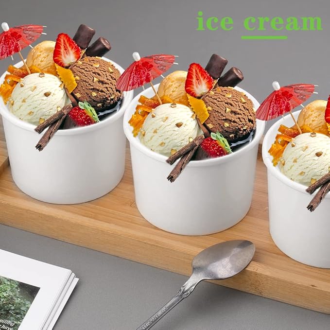 12 oz 50 Pack Paper Soup Containers with lids, Disposable Kraft Food Cups, Soup Cups Paper Ice Cream Cup, Dessert Cup, Yogurt Ice Cream Containers. Great For Restaurants, Take Outs, or To-Go Lunch