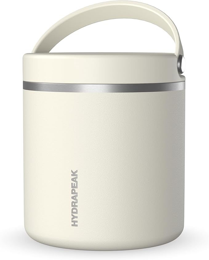 Hydrapeak 25oz Stainless Steel Vacuum Insulated Thermos Food Jar | Thermos for Hot Food and Cold Food, Wide Mouth Leak-Proof Soup Thermos for Adults, 10 Hours Hot and 16 Hours Cold (Ivory)