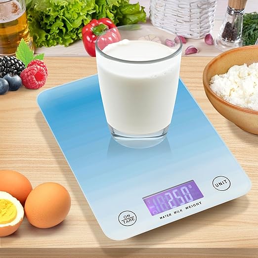 Food Scale Kitchen Scale for Baking Cooking Digital Food Weighing Measuring Scale Small Waterproof Electric Food Scale Gradient Blue