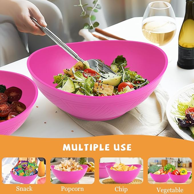 Homienly Large Bowls 60 OZ Wheat Straw Bowls Unbreakable Serving Bowls for Kitchen, Salad, Popcorn, Microwave and Dishwasher Safe Set of 2 - Pink