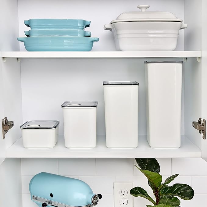 iDesign Extra Large Airtight Kitchen Canister with Removable Pour Cap - Set of 2 - White