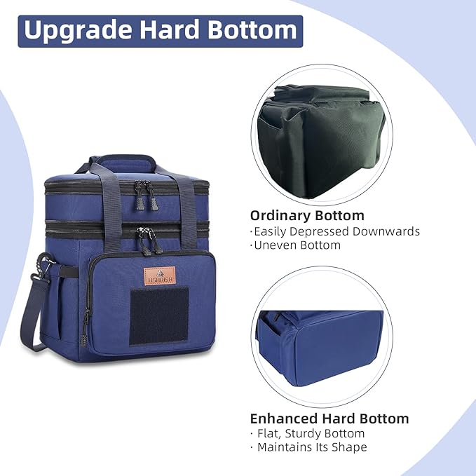HSHRISH Tactical Lunch Box, Expandable Insulated Large Lunch Bag, Heavy Duty Waterproof Leakproof Cooler Bag for Adults/Men/Work Outdoor Picnic Day Trips, 20 Can/15 L, Blue
