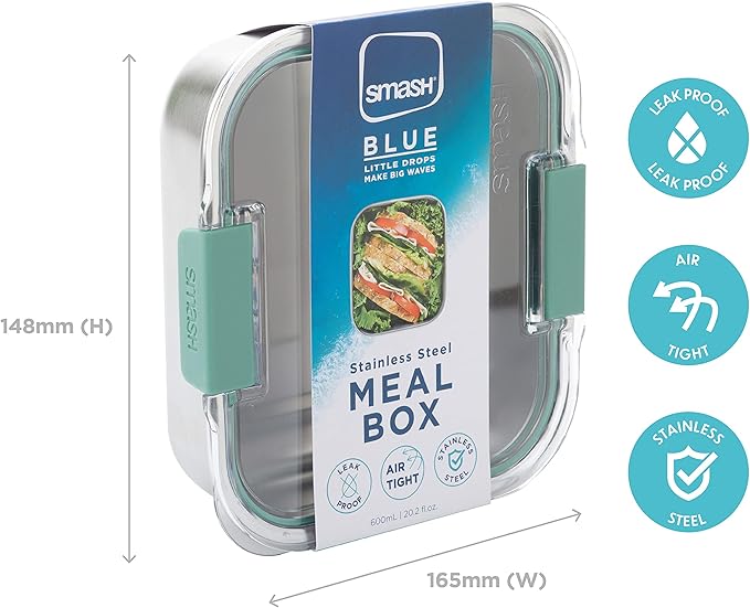 Microwave Safe Stainless Steel Lunch/Sandwich/Meal Box, Sage